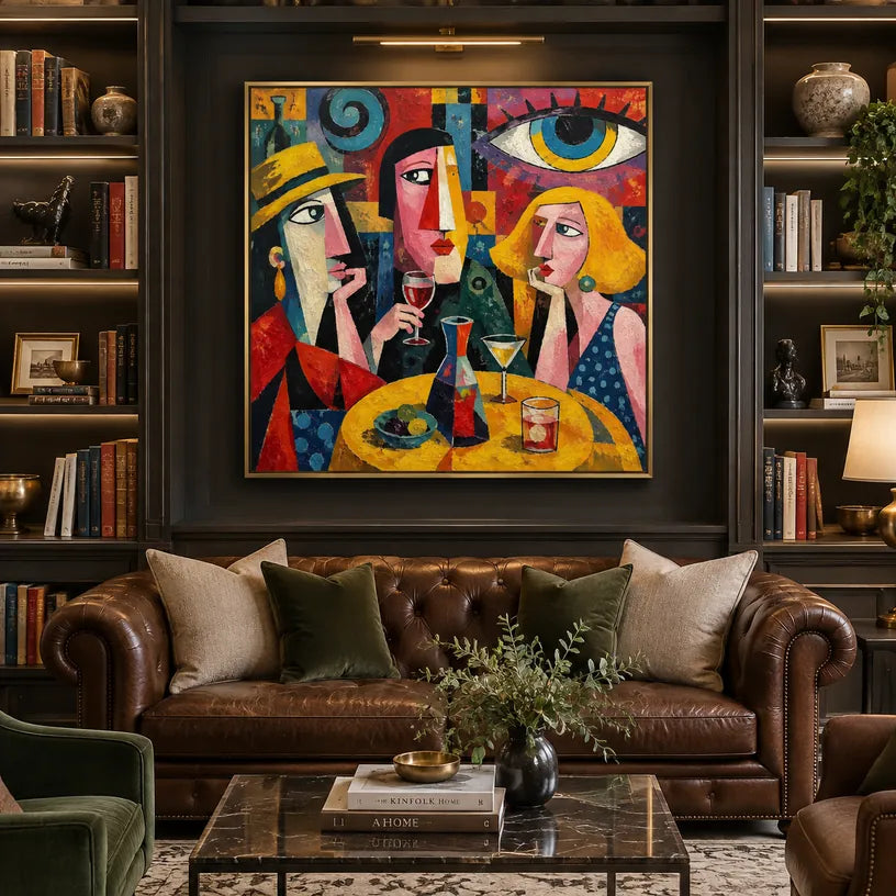 Retrato pop y pintura al óleo de figuras que presentan una figura o un retrato expresivo representado con detalles pictóricos.