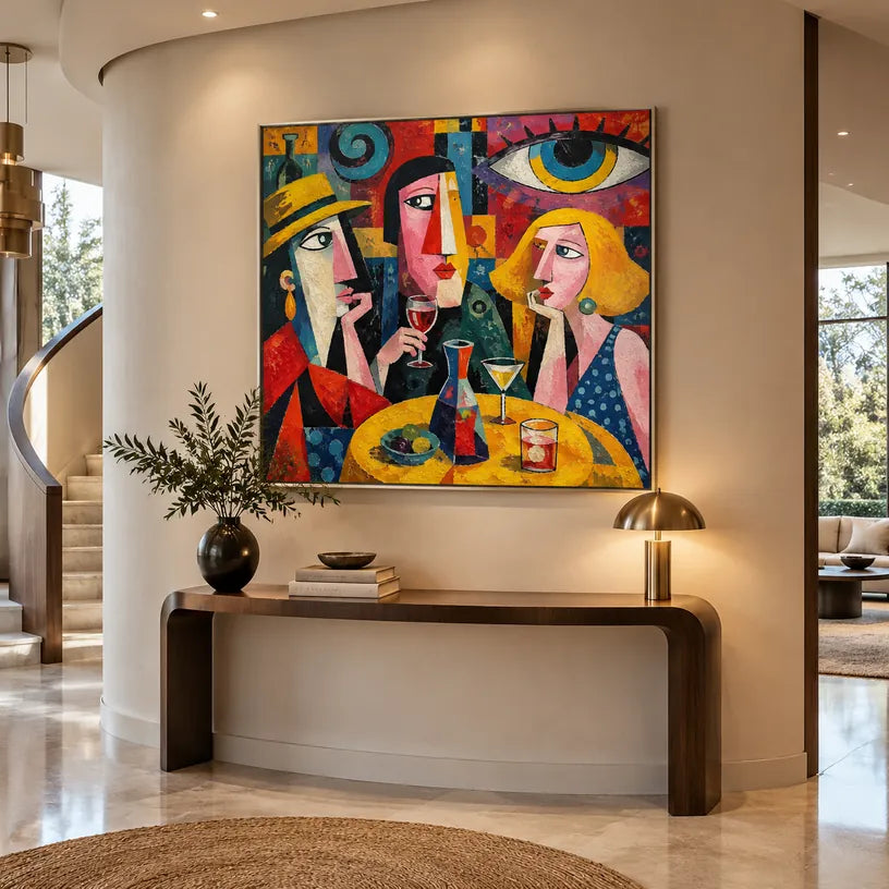 Retrato pop y pintura al óleo de figuras que presentan una figura o un retrato expresivo representado con detalles pictóricos.