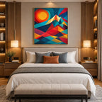 Pintura al óleo pop abstracta y conceptual que presenta marcas abstractas en capas, textura y movimiento pictórico expresivo en una paleta azul.