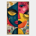 Retrato pop y pintura al óleo de figuras que presentan una figura o un retrato expresivo representado con detalles pictóricos en una paleta azul.