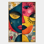 Retrato pop y pintura al óleo de figuras que presentan una figura o un retrato expresivo representado con detalles pictóricos en una paleta azul.