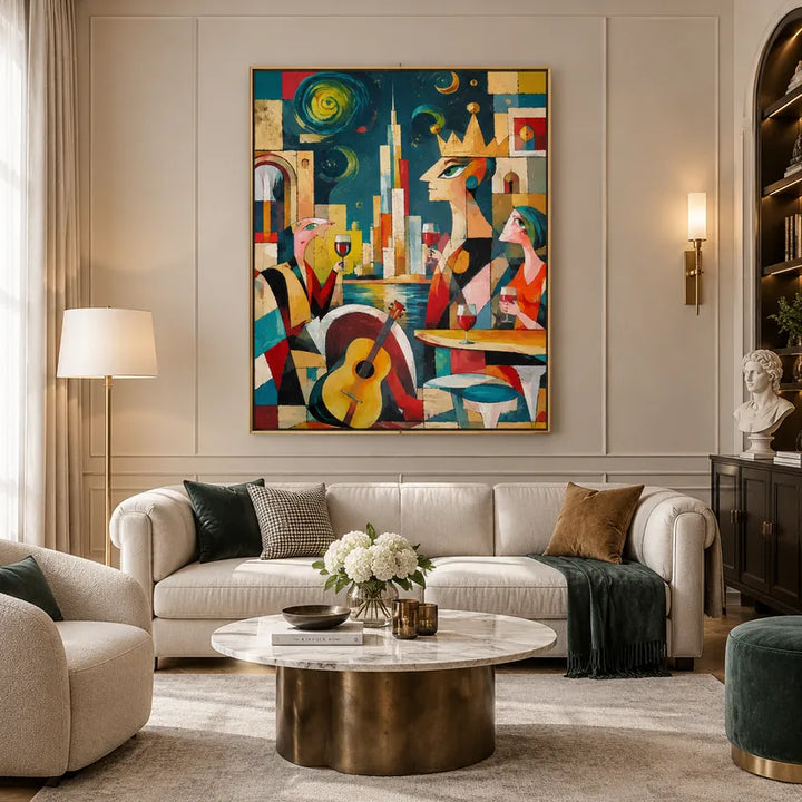 Ritrattistica pop e pittura a olio con figure espressive o ritratti resi con dettagli pittorici.