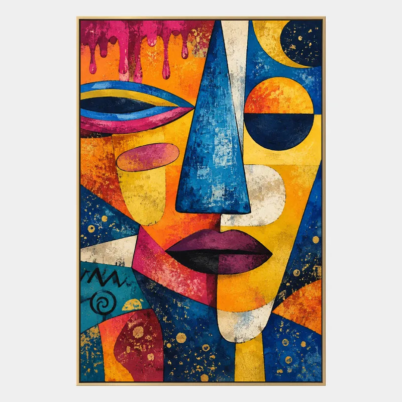 Ritrattistica pop e pittura a olio con figure espressive o ritratti resi con dettagli pittorici in una tavolozza blu.