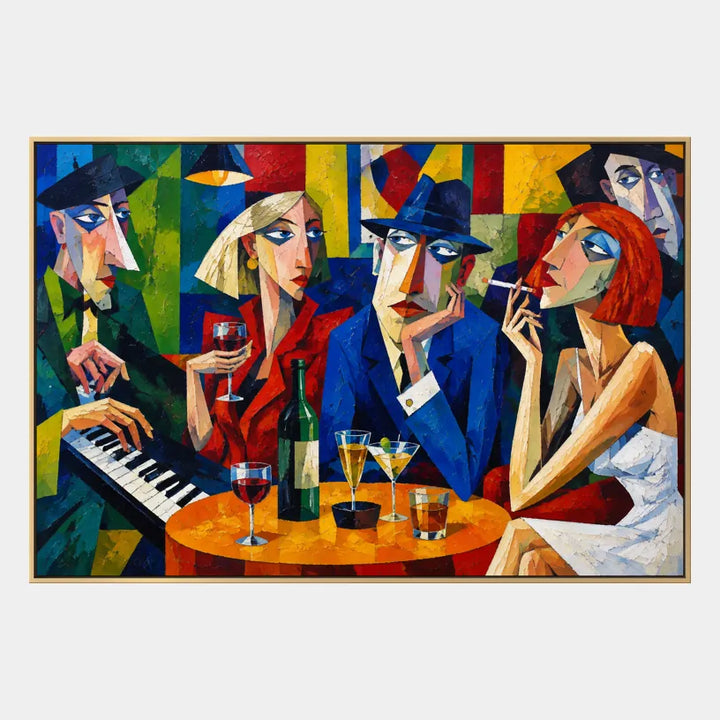 Ritrattistica pop e pittura a olio con figure espressive o ritratti resi con dettagli pittorici in una tavolozza blu.