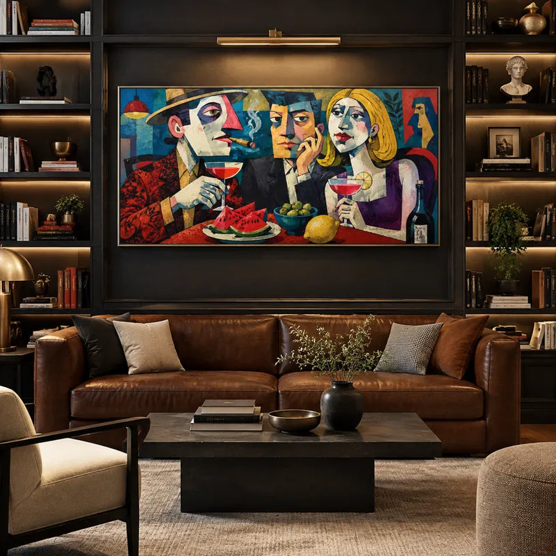 Retrato pop y pintura al óleo de figuras que presentan una figura o un retrato expresivo representado con detalles pictóricos.