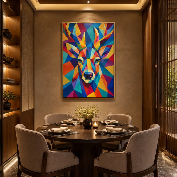 Peinture à l'huile d'animaux pop représentant un sujet animal expressif rendu avec un pinceau visible dans une palette bleue.