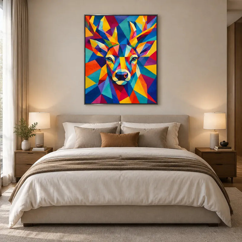 Dipinto a olio con animali pop che presenta un soggetto animale espressivo reso con pennellate visibili in una tavolozza blu.