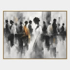 Ritrattistica pop e pittura a olio con figure espressive o ritratti resi con dettagli pittorici in una tavolozza di grigi.