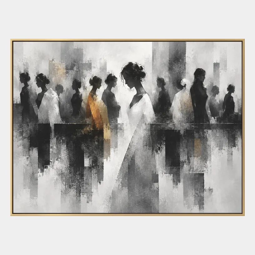 Pop portraiture & figure oil painting featuring an expressive figure or portrait rendered with painterly detail in a grey palette.
