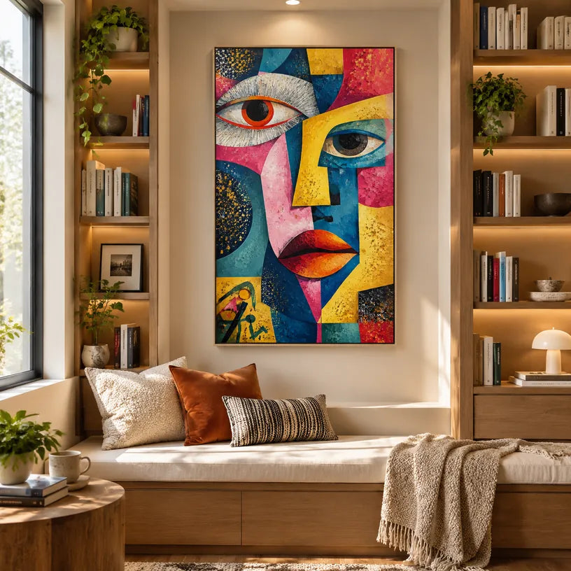 Ritrattistica pop e pittura a olio con figure espressive o ritratti resi con dettagli pittorici.