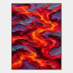 Pittura a olio pop astratta e concettuale con segni astratti stratificati, consistenza e movimento pittorico espressivo in una tavolozza rossa.