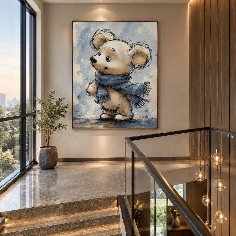 Pintura al óleo de animales pop que presenta un tema animal expresivo representado con pinceladas visibles.