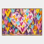 Pintura al óleo de amor pop que presenta un tema romántico expresado a través de formas y colores pictóricos.