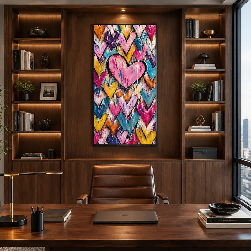 Pop love oil painting featuring a romantic subject expressed through painterly form and color.