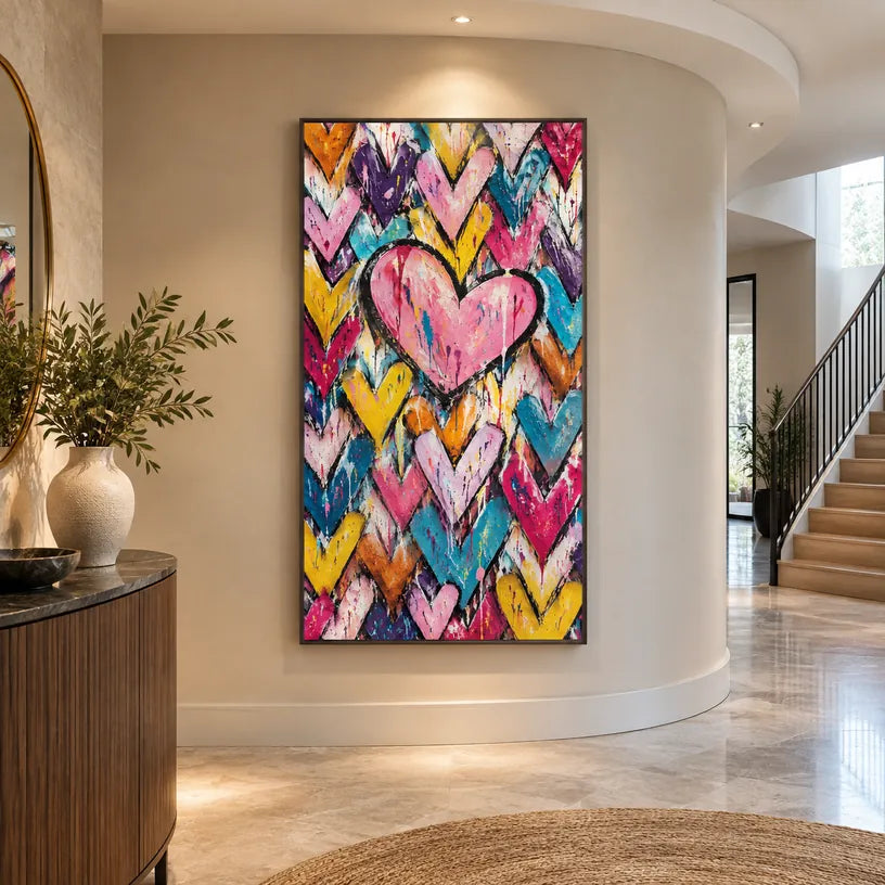 Pop love oil painting featuring a romantic subject expressed through painterly form and color.