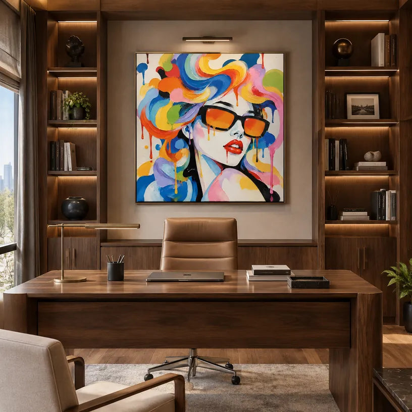 Retrato pop y pintura al óleo de figuras que presentan una figura o un retrato expresivo representado con detalles pictóricos.