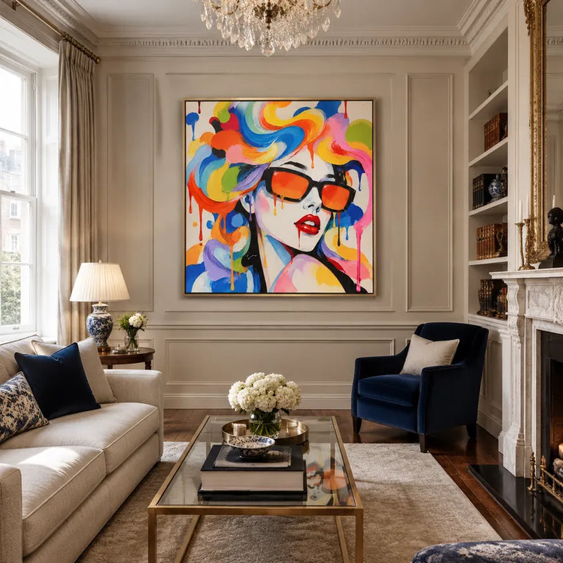Retrato pop y pintura al óleo de figuras que presentan una figura o un retrato expresivo representado con detalles pictóricos.