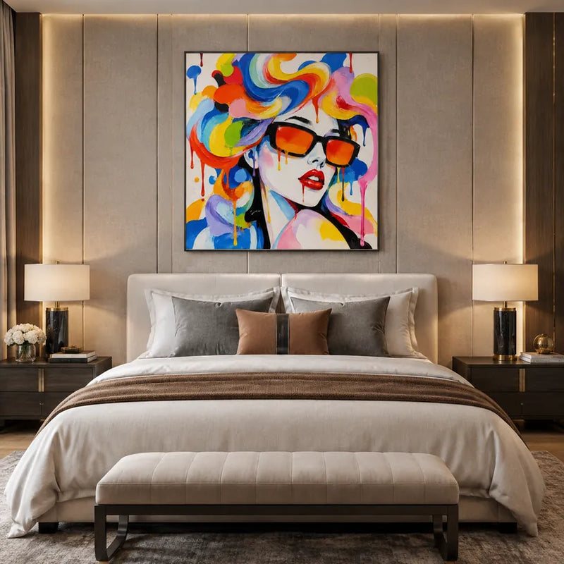 Retrato pop y pintura al óleo de figuras que presentan una figura o un retrato expresivo representado con detalles pictóricos.