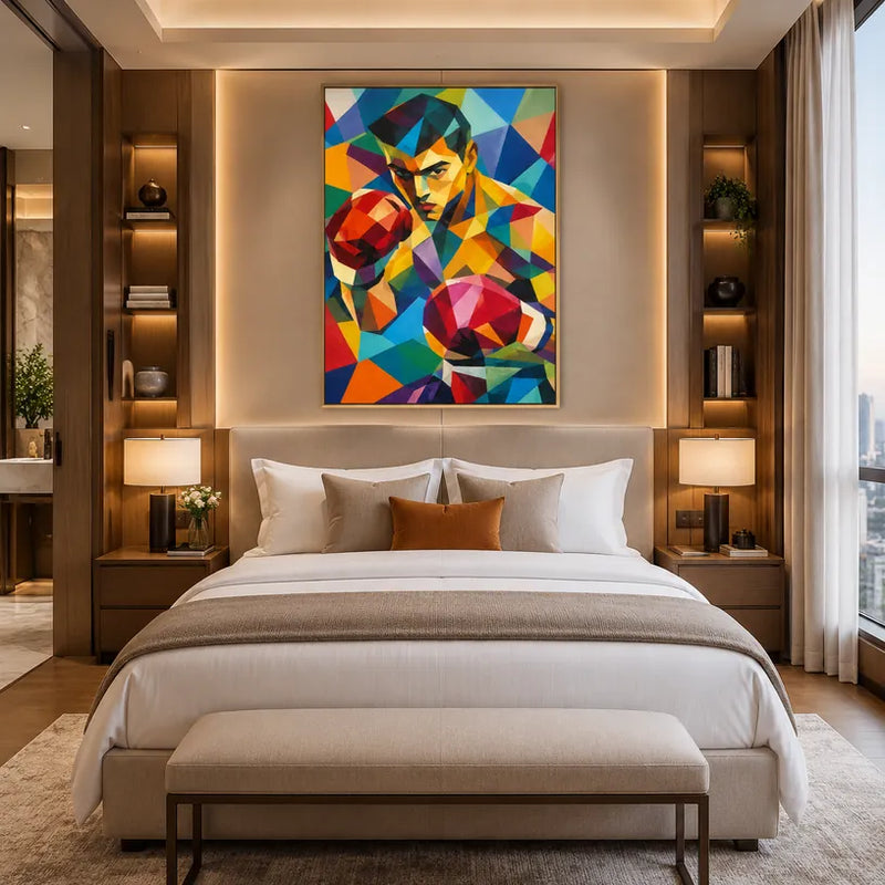 Peinture à l'huile de portraits et de figures pop représentant une figure ou un portrait expressif rendu avec des détails picturaux.