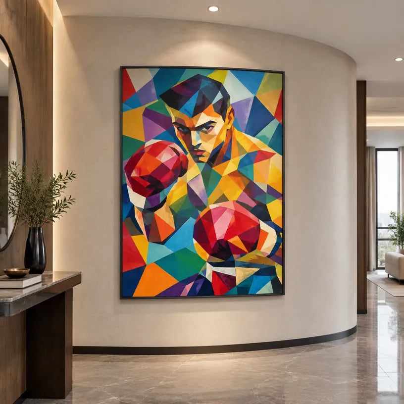 Peinture à l'huile de portraits et de figures pop représentant une figure ou un portrait expressif rendu avec des détails picturaux.