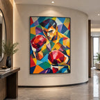 Peinture à l'huile de portraits et de figures pop représentant une figure ou un portrait expressif rendu avec des détails picturaux.