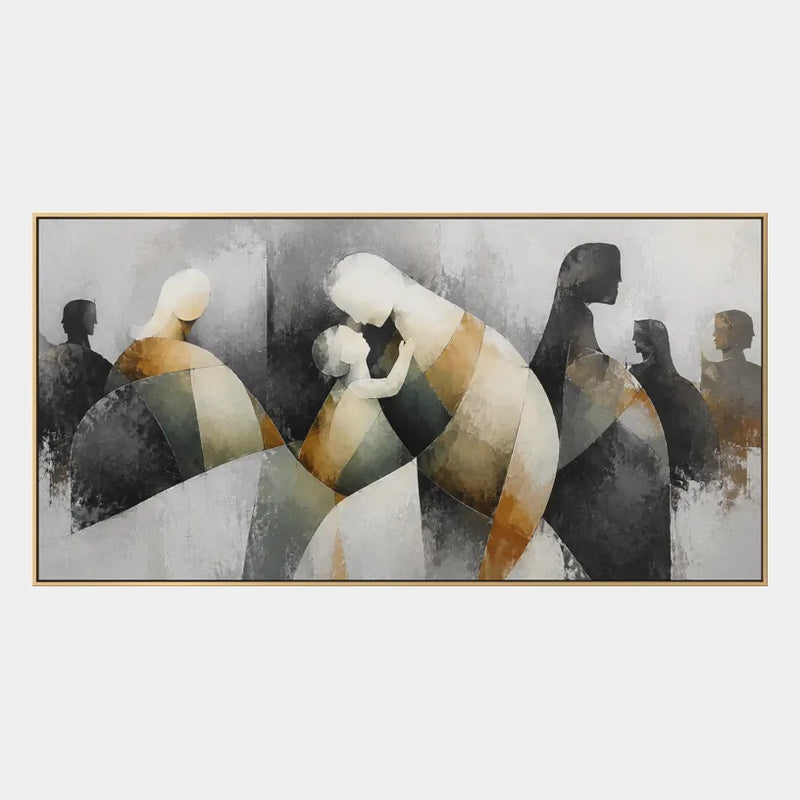 Ritrattistica pop e pittura a olio con figure espressive o ritratti resi con dettagli pittorici in una tavolozza di grigi.