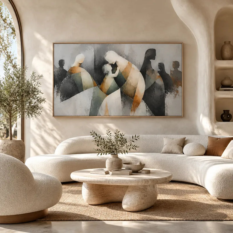 Ritrattistica pop e pittura a olio con figure espressive o ritratti resi con dettagli pittorici in una tavolozza di grigi.