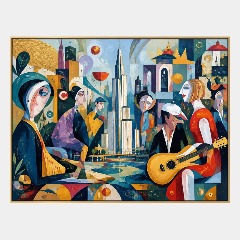 Peinture à l'huile de portraits et de figures pop représentant une figure ou un portrait expressif rendu avec des détails picturaux dans une palette bleue.