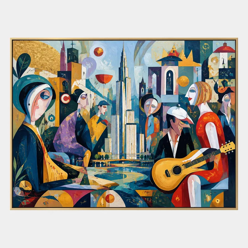 Peinture à l'huile de portraits et de figures pop représentant une figure ou un portrait expressif rendu avec des détails picturaux dans une palette bleue.