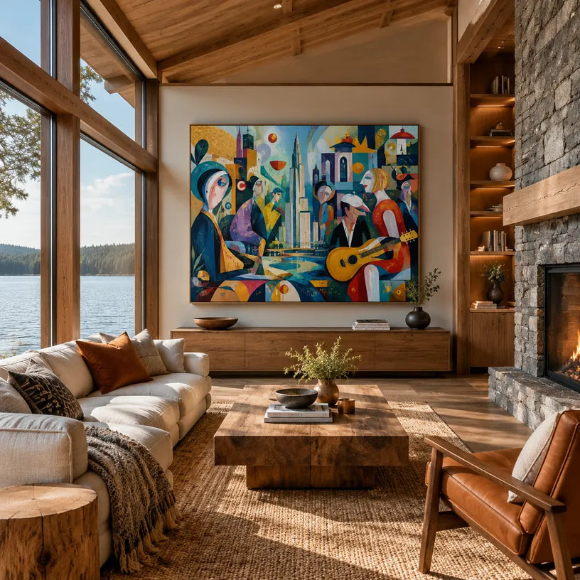 Peinture à l'huile de portraits et de figures pop représentant une figure ou un portrait expressif rendu avec des détails picturaux dans une palette bleue.