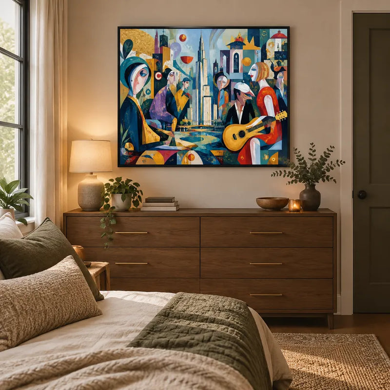 Peinture à l'huile de portraits et de figures pop représentant une figure ou un portrait expressif rendu avec des détails picturaux dans une palette bleue.