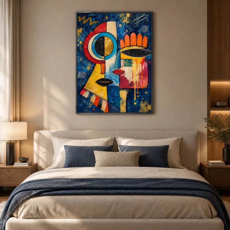 Populäres Porträt- und Figurenölgemälde mit einer ausdrucksstarken Figur oder einem Porträt mit malerischen Details in einer blauen Farbpalette.