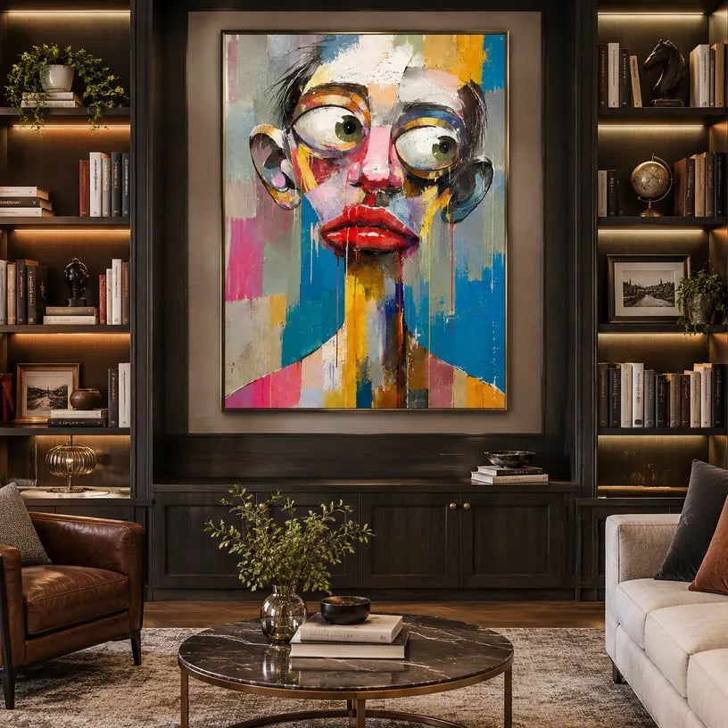 Retrato pop y pintura al óleo de figuras que presentan una figura o un retrato expresivo representado con detalles pictóricos.