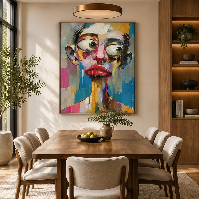 Ritrattistica pop e pittura a olio con figure espressive o ritratti resi con dettagli pittorici.