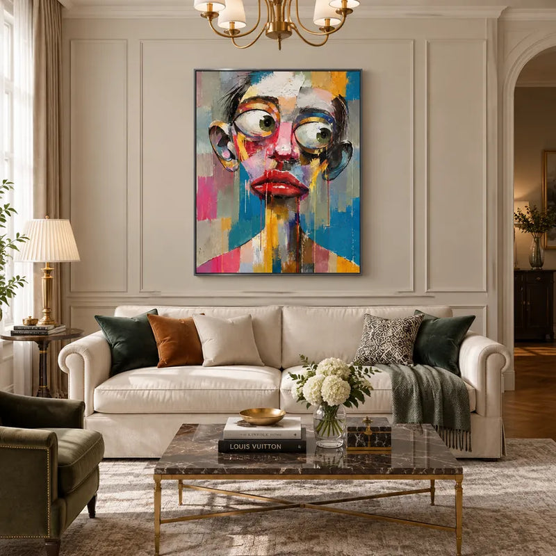 Ritrattistica pop e pittura a olio con figure espressive o ritratti resi con dettagli pittorici.