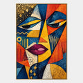 Ritrattistica pop e pittura a olio con figure espressive o ritratti resi con dettagli pittorici in una tavolozza blu.