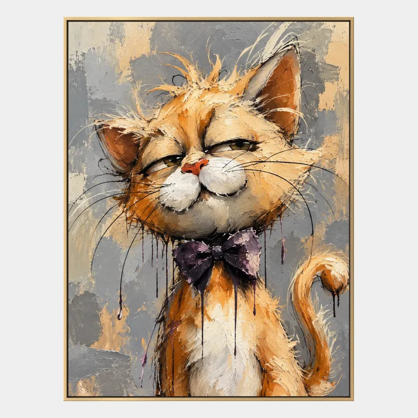 Pintura al óleo de animales pop que presenta un tema animal expresivo representado con pinceladas visibles en una paleta de grises.
