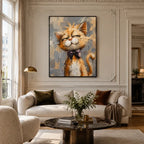 Peinture à l'huile d'animaux pop représentant un sujet animal expressif rendu avec un pinceau visible dans une palette de gris.