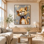 Peinture à l'huile d'animaux pop représentant un sujet animal expressif rendu avec un pinceau visible dans une palette de gris.