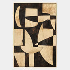 Wabi-Sabi abstract oil painting showing layered abstract marks, texture and expressive painterly movement in a brown palette.