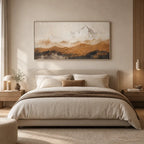Wabi-Sabi abstract oil painting showing layered abstract marks, texture and expressive painterly movement in a beige palette.