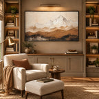 Wabi-Sabi abstract oil painting showing layered abstract marks, texture and expressive painterly movement in a beige palette.
