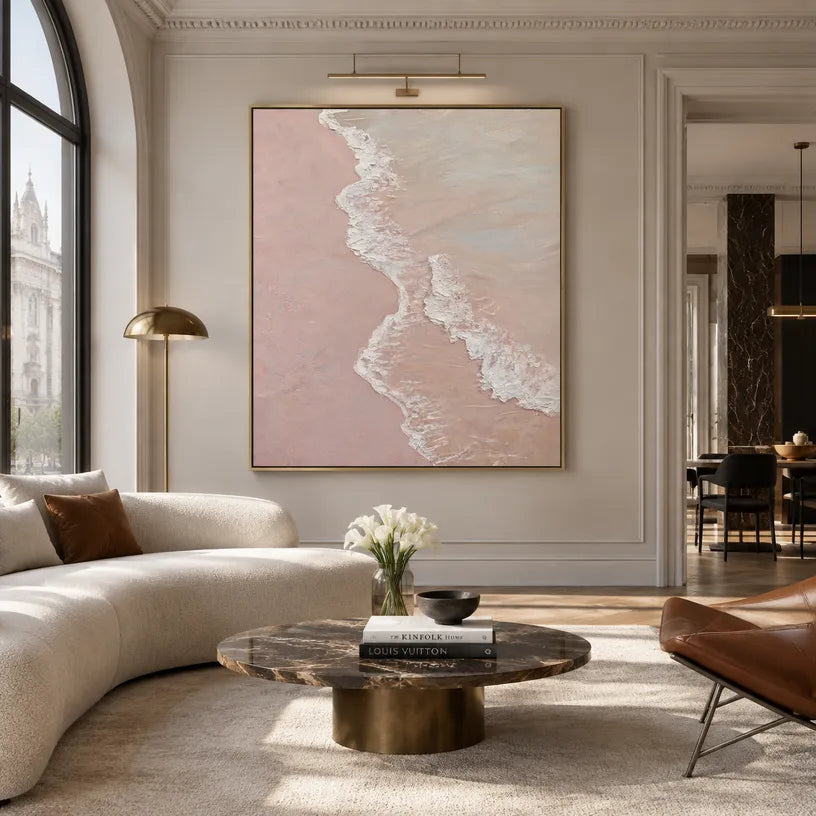 Wabi-Sabi abstract oil painting showing layered abstract marks, texture and expressive painterly movement in a brown palette.