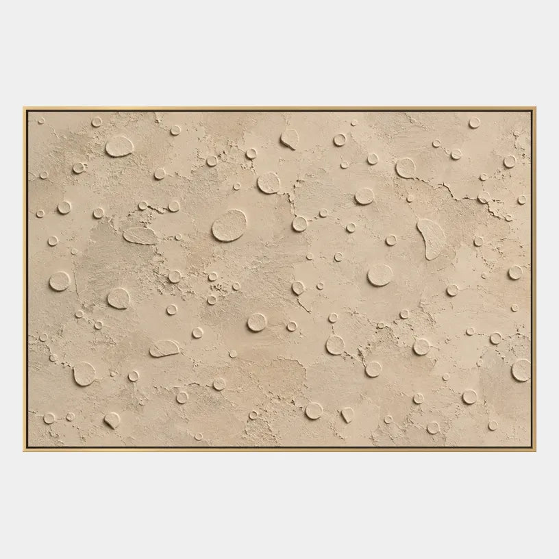 Wabi-Sabi abstract oil painting showing layered abstract marks, texture and expressive painterly movement in a beige palette.