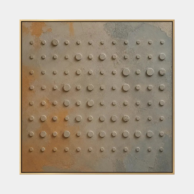 Wabi-Sabi abstract oil painting showing layered abstract marks, texture and expressive painterly movement in a brown palette.
