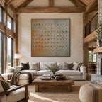 Wabi-Sabi abstract oil painting showing layered abstract marks, texture and expressive painterly movement in a brown palette.