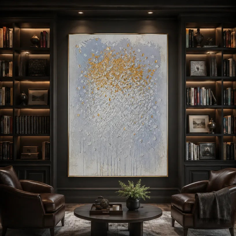 Wabi-Sabi abstract oil painting showing layered abstract marks, texture and expressive painterly movement in a grey palette.