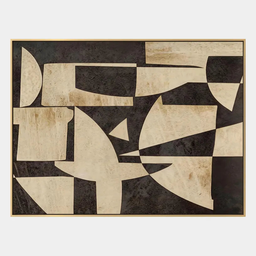 Wabi-Sabi abstract oil painting showing layered abstract marks, texture and expressive painterly movement in a brown palette.