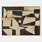 Wabi-Sabi abstract oil painting showing layered abstract marks, texture and expressive painterly movement in a brown palette.