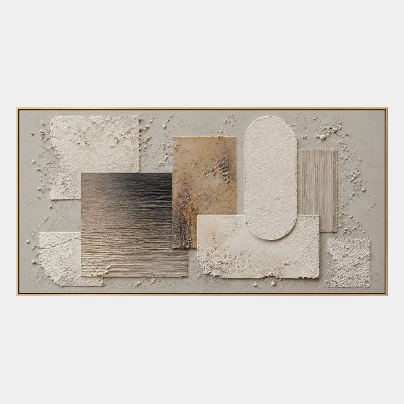 Wabi-Sabi abstract oil painting showing layered abstract marks, texture and expressive painterly movement in a brown palette.